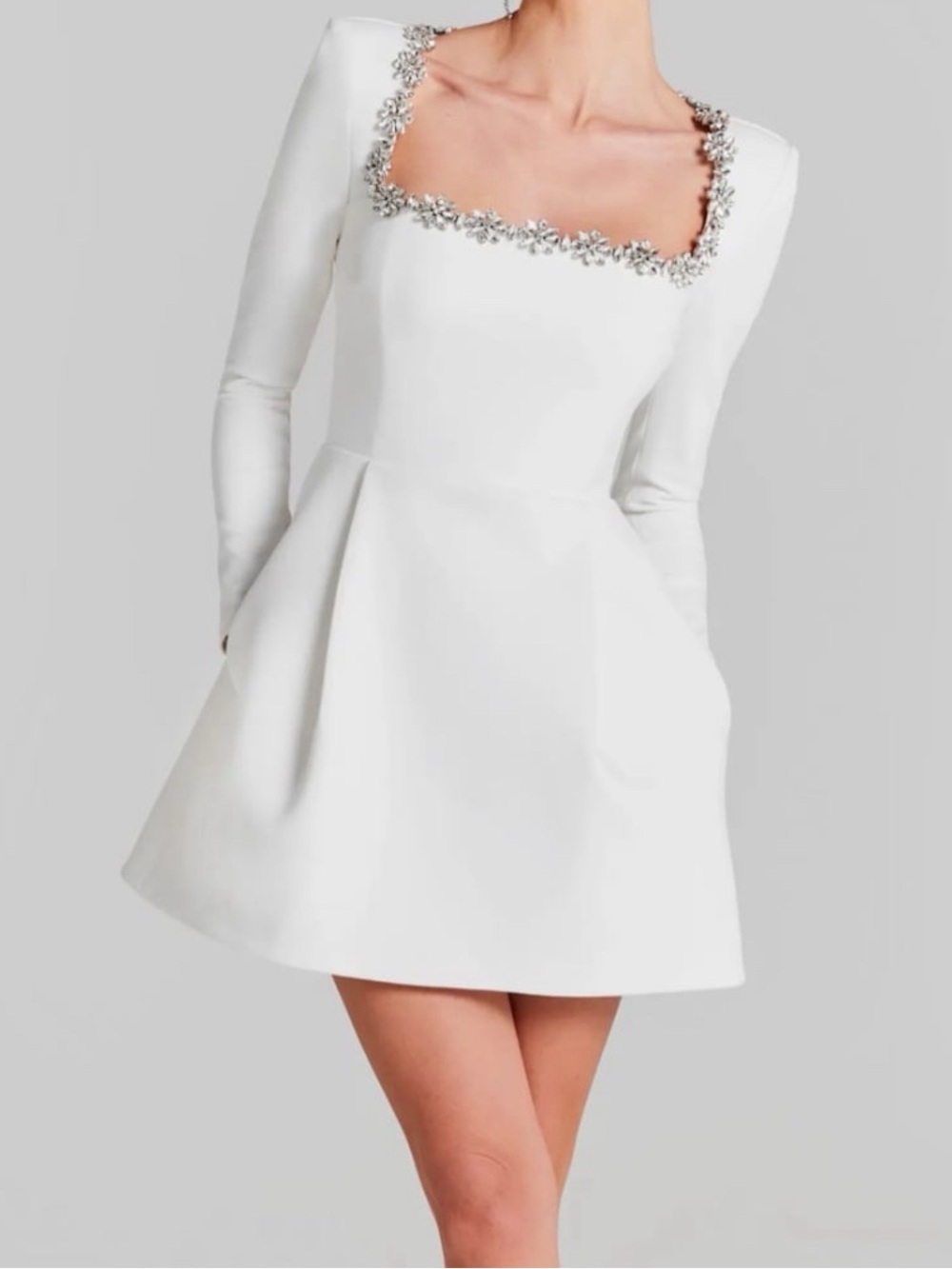 Nadine Merabi Kimberly Rhinestone Long Sleeve Minidress